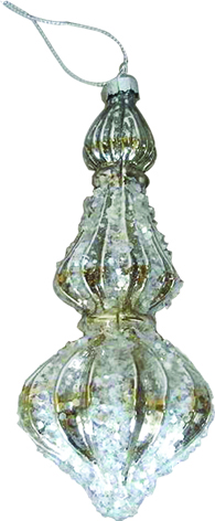 Finial Ornament with Clear Stones, 17cm