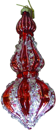 17cm Finial Ornament with Clear Stones - Red