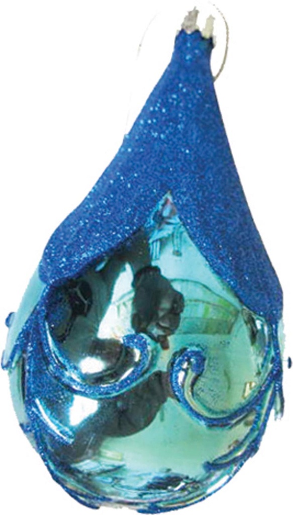Glass Drop with Glitter Design, 14cm