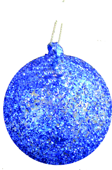 12cm Glittered Studded Ball - Blue