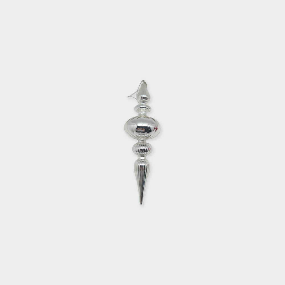 23cm Glass Finial - Silver