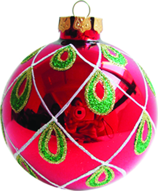 10cm Decorative Glass ball - Red/Green/Gold