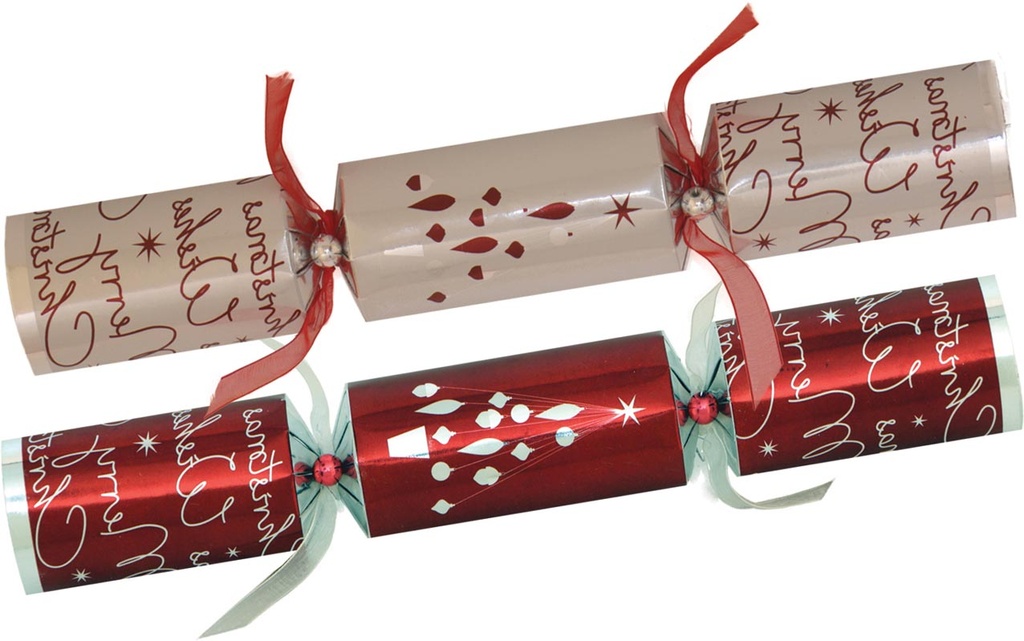 12" Xmas Crackers w/ Org.Ribbon - Red/White
