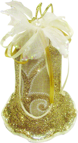 12.5 Glittered Fabric Bell - Gold