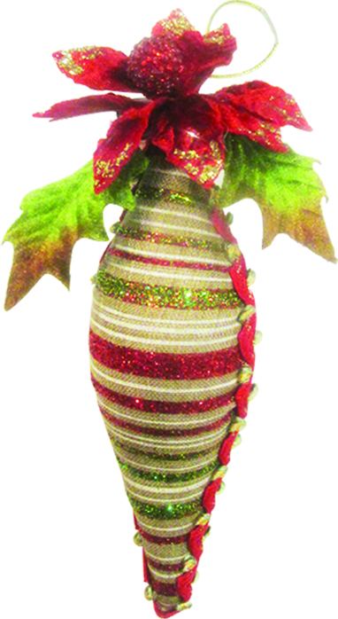 17.5cm Decorative Fabric Drop - Red/Green