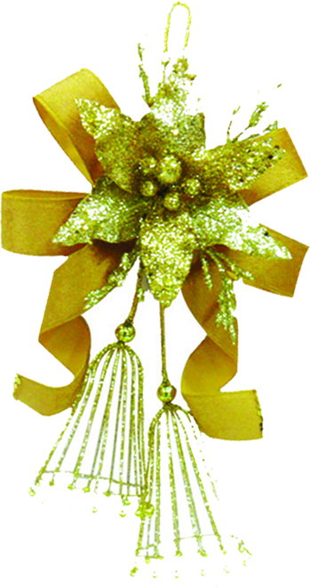 25cm Wire Bells with Ribbon - Gold