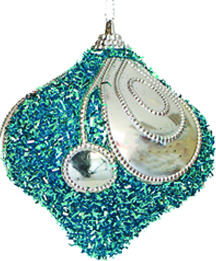 8cm Decorative Tinsel Onion - Blue/Silver