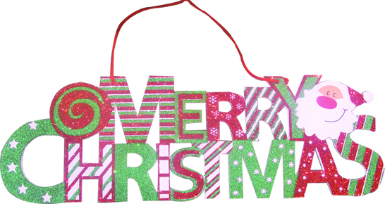 35cm Merry Christmas Banner - Green/Red