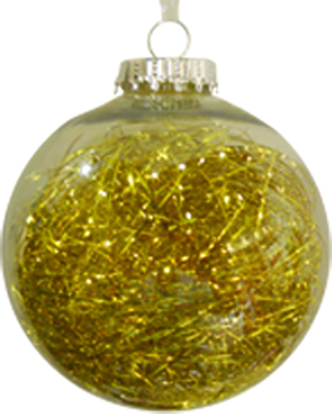 10cm Tinsel Stuffed Clear Ball - Gold
