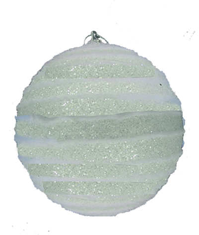 10cm Glittered Ball - White