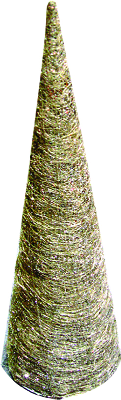 Sisal cone tree with glitter/Silver 16x60cm