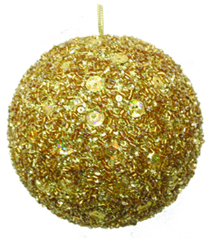 Med Mica Bead Ball w/ Sequin 100mm Gold
