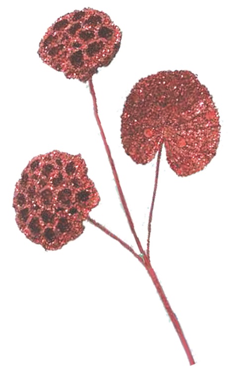Lotus Pod Gltr Spray 45cm - Red 2 tone