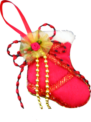 10cm Ornamental Sock - Red