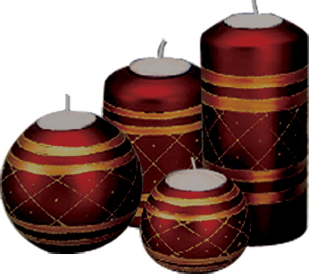 Gold/Red Candleholder - 6" Tall