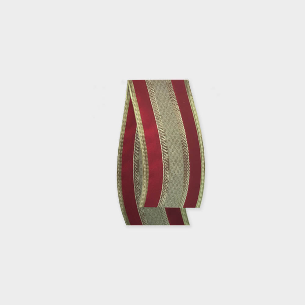 6cm x 9.1m Hemmed Ribbon - Red/Gold