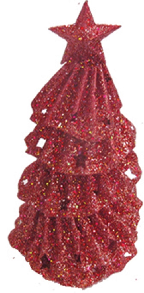 20cm Glittered Christmas Tree Centrepiece - Red