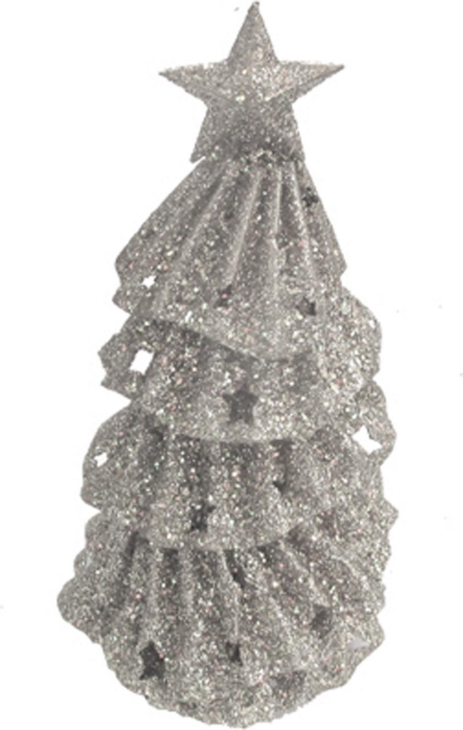 20cm Glittered Christmas Tree Centrepiece - Silver