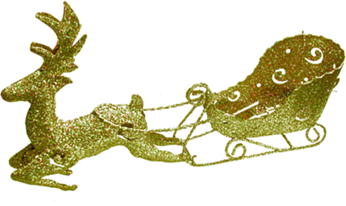 21 x 35cm Metallic Reindeer with Sleigh - Gold