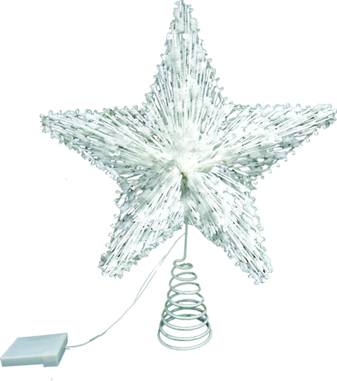 30cm Light-up Star Tree Top - Silver