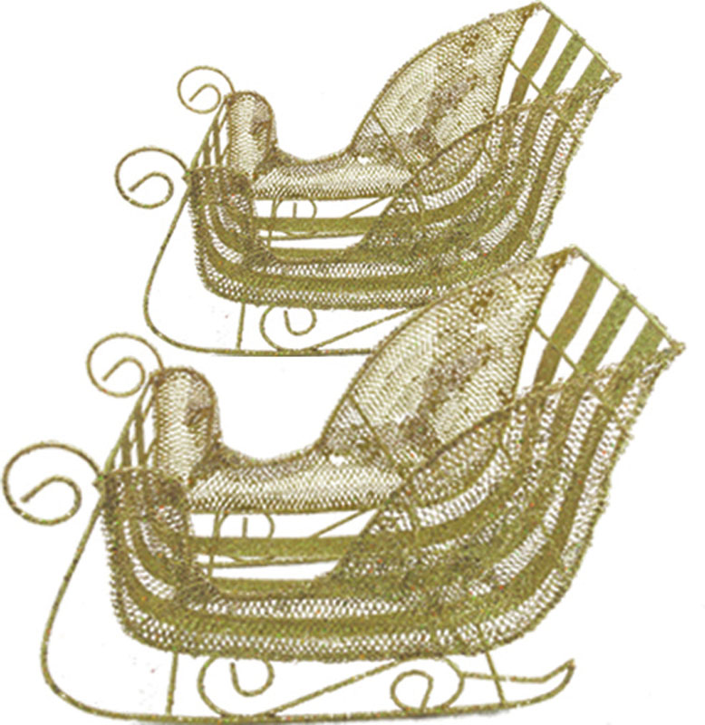 32cm Sleigh Centrepiece - Gold