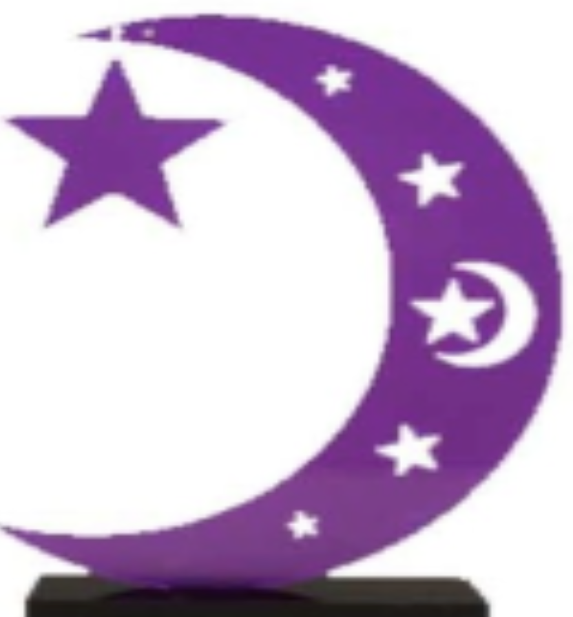 20cm Acrylic Crescent with Star Centerpiece - Purple