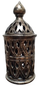52cmH x 23cmD Metallic Clay Lantern - Antique Gold