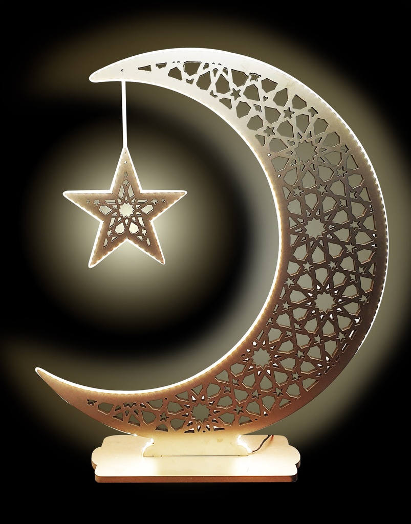 Illuminated Crescent with Star Centerpiece, 1m