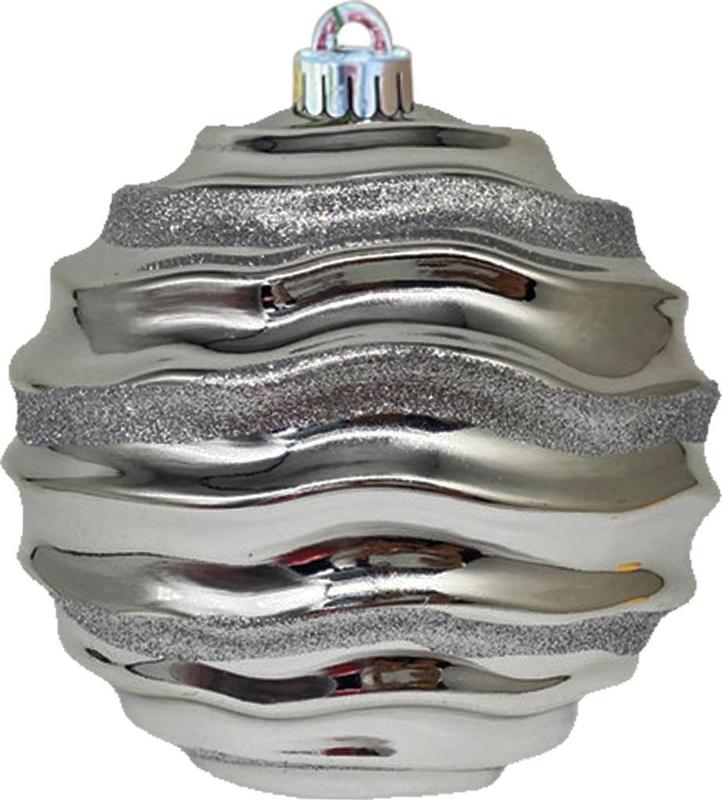 15cm Glittered Wavy Ball - Silver