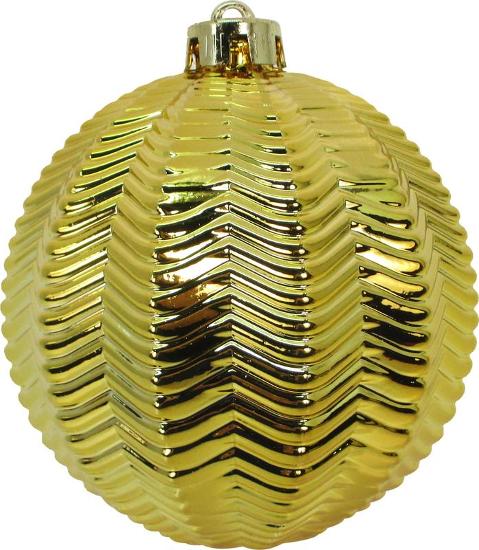 12cm Shiny Ridged Ball- Gold