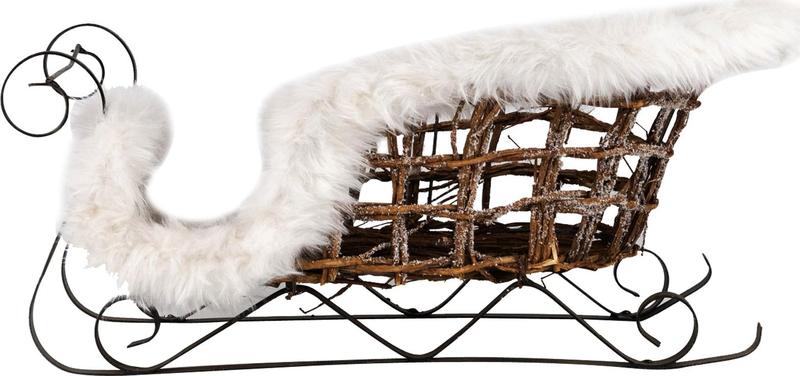 61cm Wintry Sleigh - White/Brown