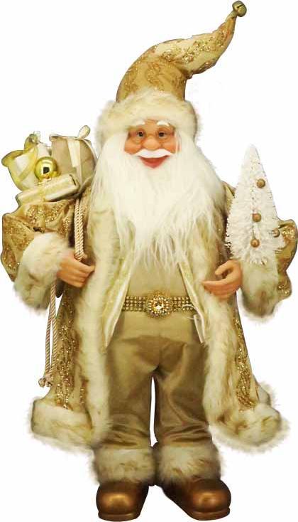 45cm Standing Santa with Tree - Gold