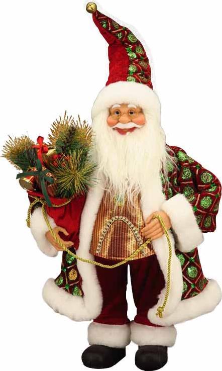 65cm Standing Santa with Rope - Red/Green