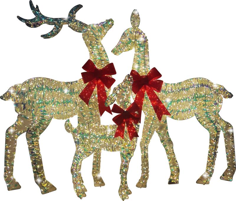60cm to 100cm Light-Up Family of Reindeer, Warm White