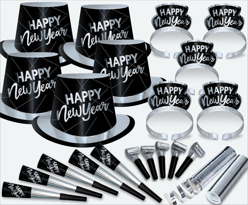Party Time Silver Assortment for 50 - Silver/Black
