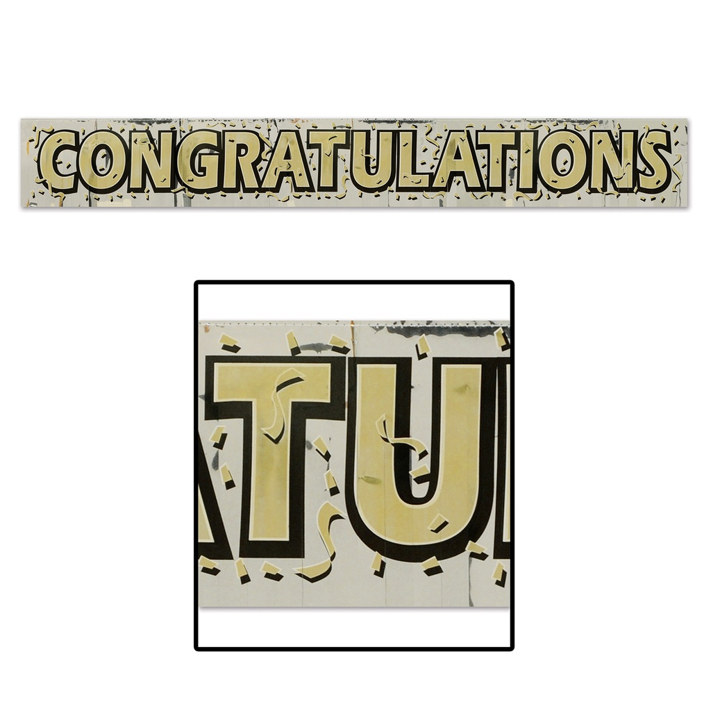 Metallic Congratulations Fringe Banner, 8" x 5'