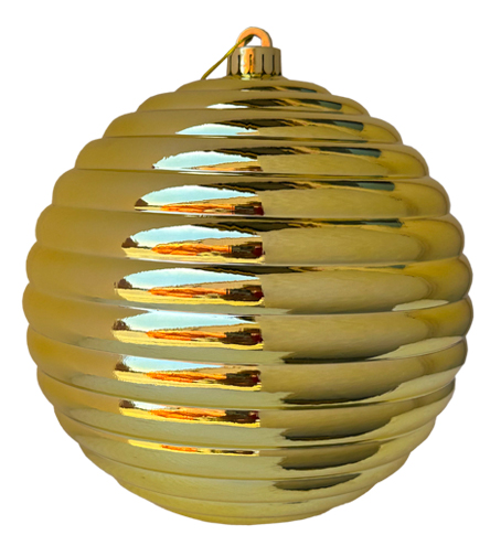 20cm Shiny Ridge Ball - Gold