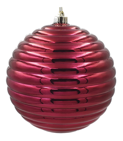 20cm Shiny Ridge Ball - Burgundy