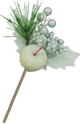 16cm Apple and Leaf Pick - White