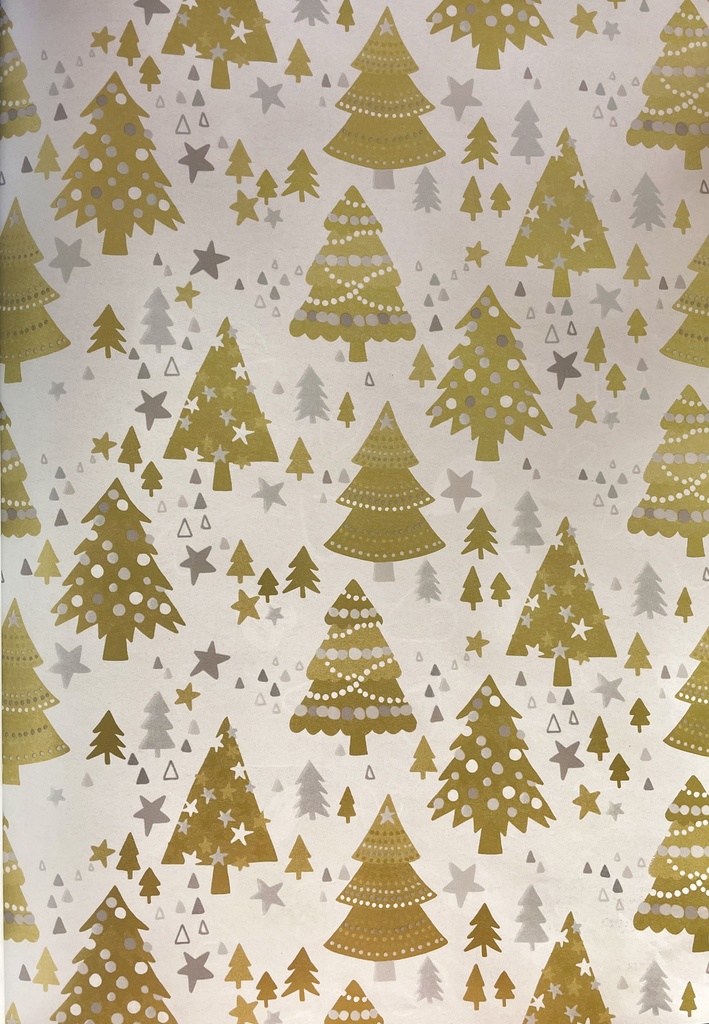 10m x 70cm Printed Gift Wrap - White/Gold/Silver