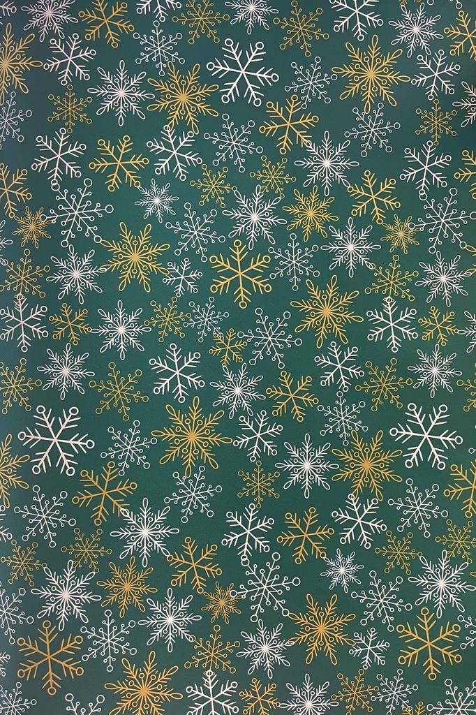 10m x 70cm Printed Gift Wrap - Green/Gold/White
