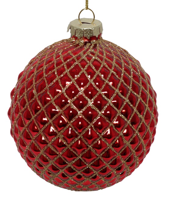 10cm Durian Glass Ball - Red/Gold