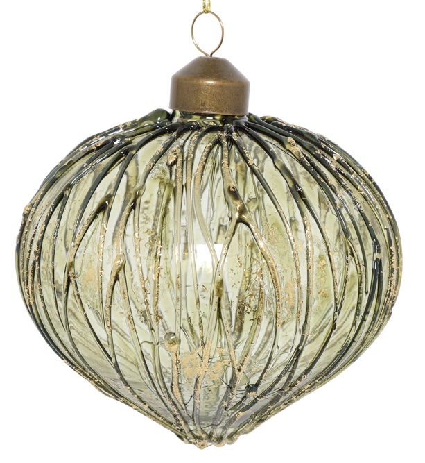 10cm Glass Onion - Green/Gold