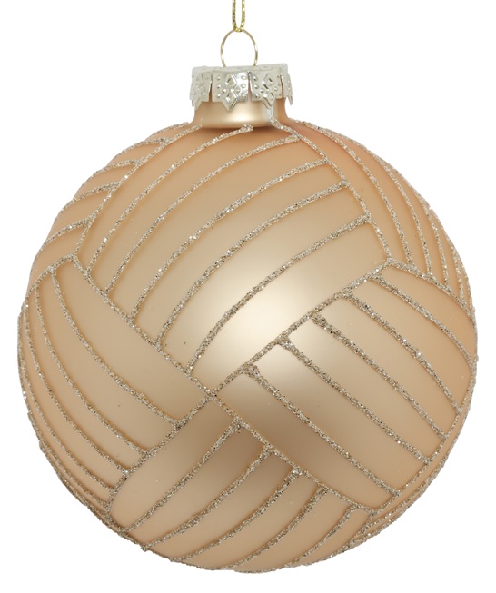 10cm Glittered Glass Ball - Gold