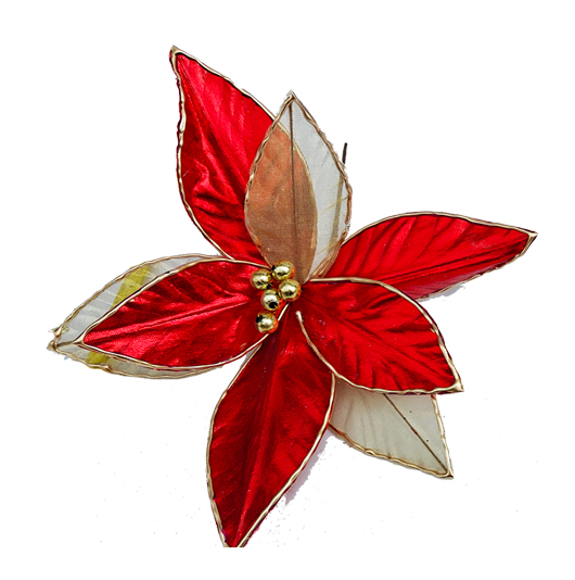 28cm Poinsettia - Gold/Red