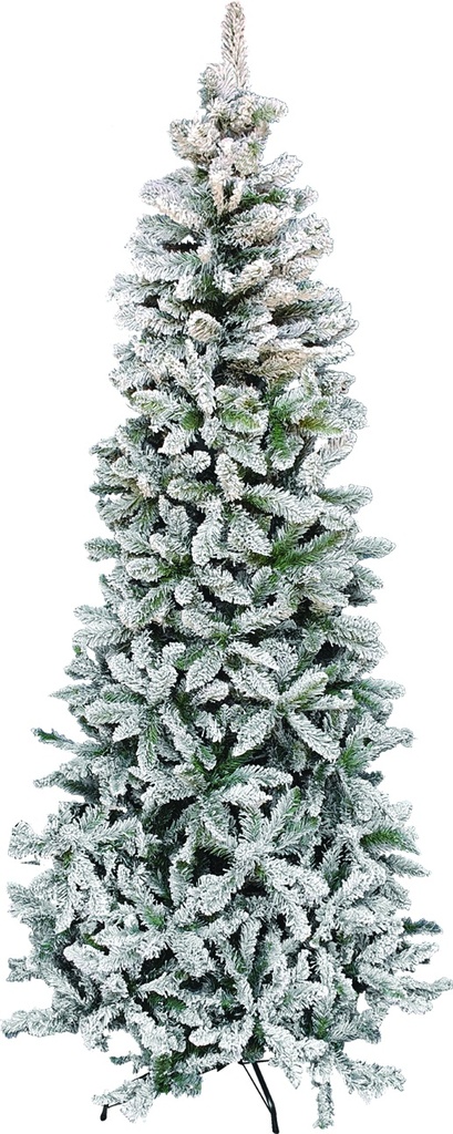 8' (2.4m) Flocked Slim Tree - Snowy, 1097 tips
