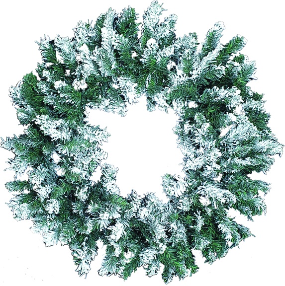 24" Flocked Wreath - Snowy