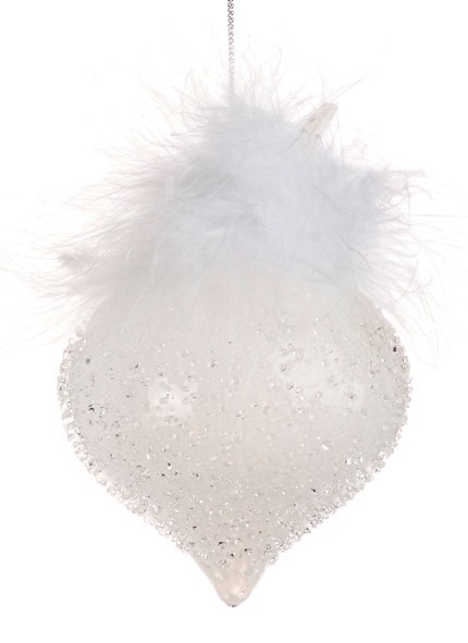 6cm Plume Top Glass Onion - White