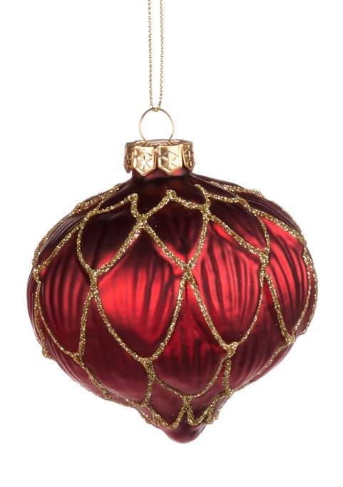6cm Petal Glass Onion - Red/Gold