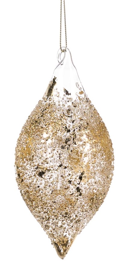 12cm Textured Glass Teardrop - Gold